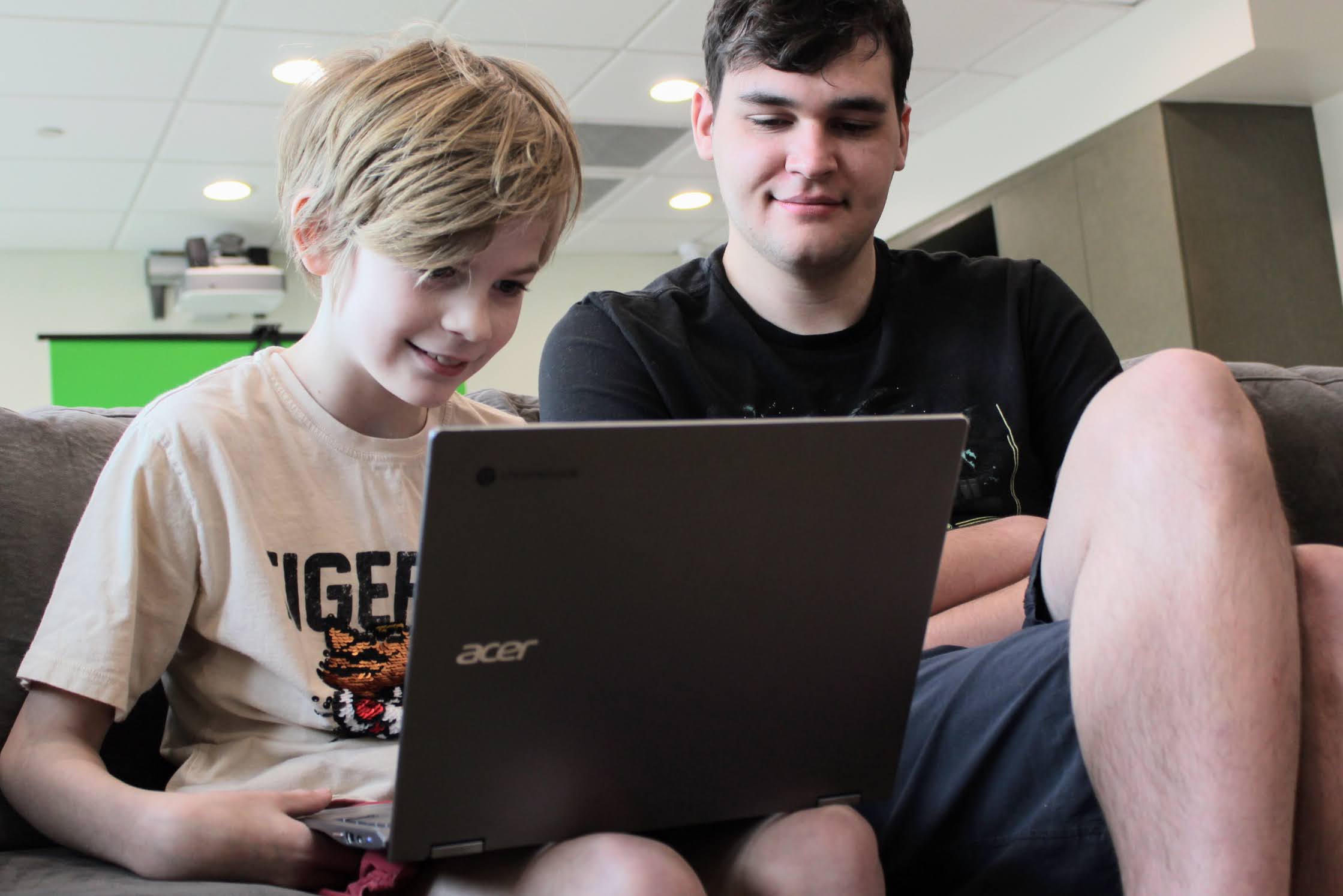 Students collaborating in a classroom