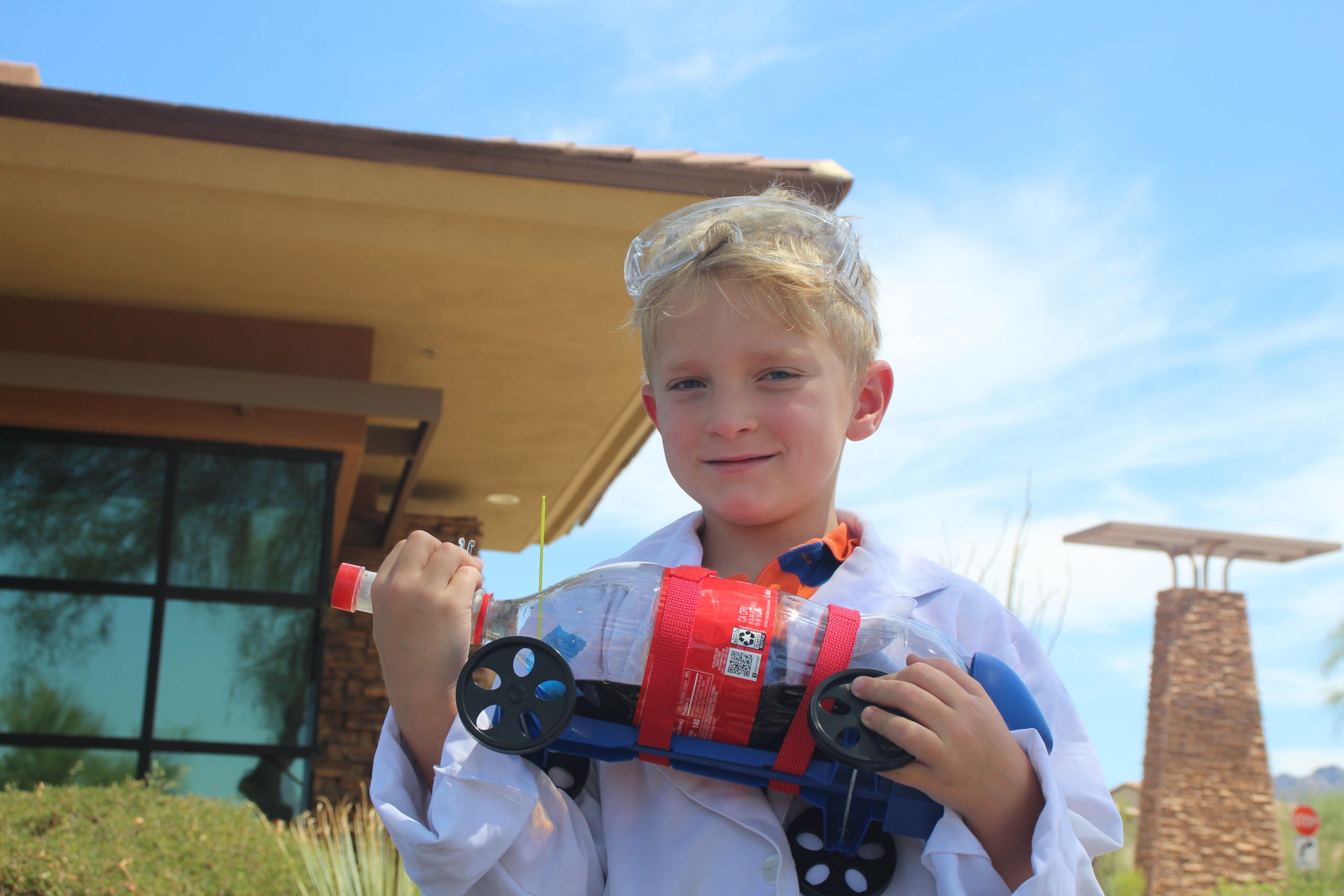 Students launching a bottle rocket